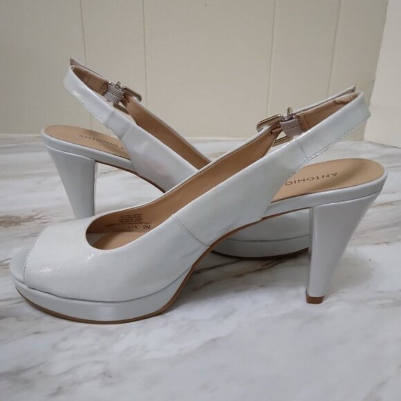 Antonio Melani | "Haleen" Patent Leather Peep Toe Slingback Heel Blue | Size 9M - Picture 7 of 12